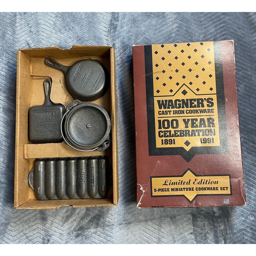 New Wagner 100 Year Limited Edition 5 Piece Miniature Cast Iron Cookware Set